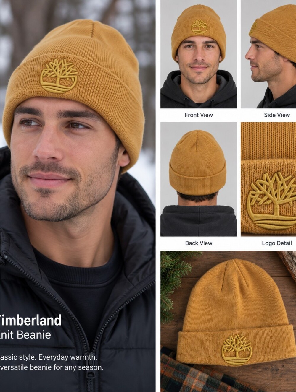 Timberland Mustard Knit Beanie